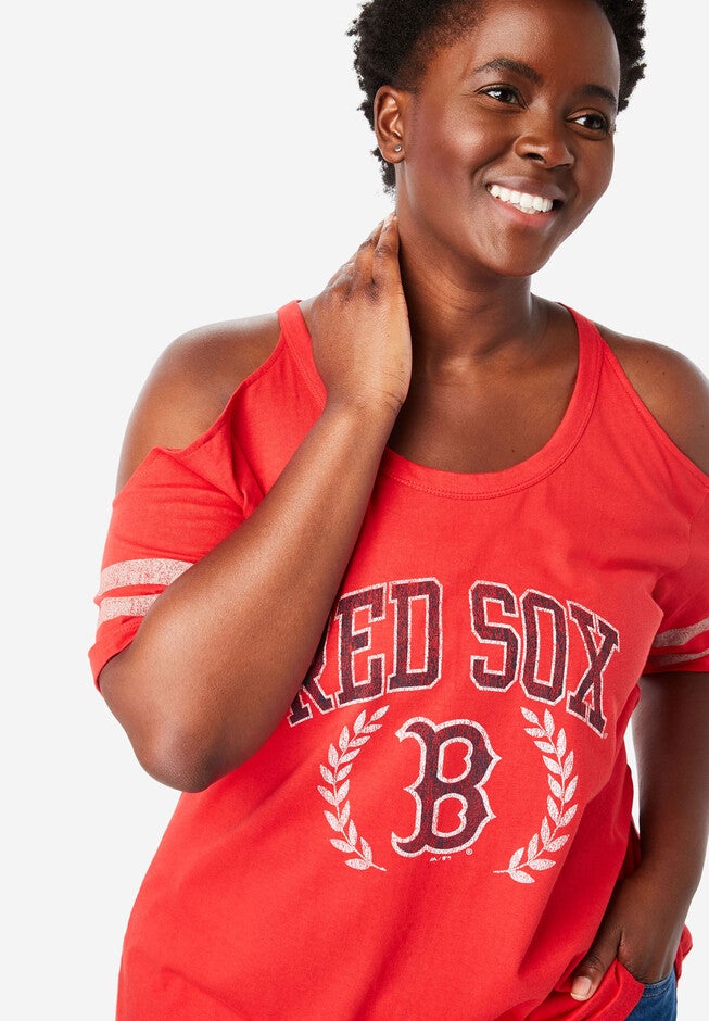 MLB Cold-Shoulder Logo Tee, RED SOX, hi-res image number 0