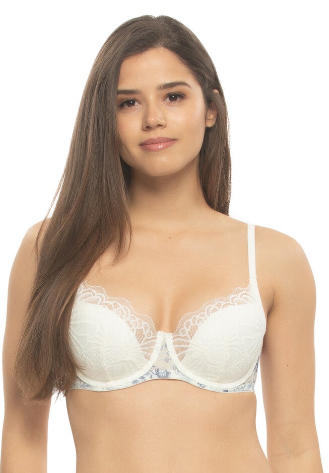 Tempting Plush All Over Lace Underwire Bra, PORCELAIN GRDN PNG, hi-res image number 0