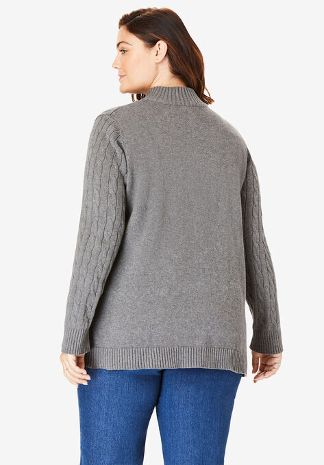 Cable Knit Half-Zip Pullover Sweater, , on-hover image number null