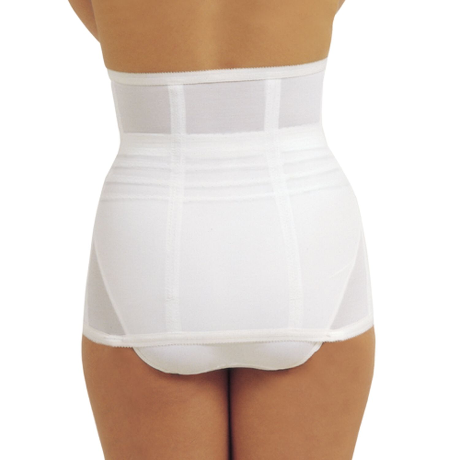 Shapette Powermesh Satin Panel Waist Cincher, WHITE, on-hover image number 1