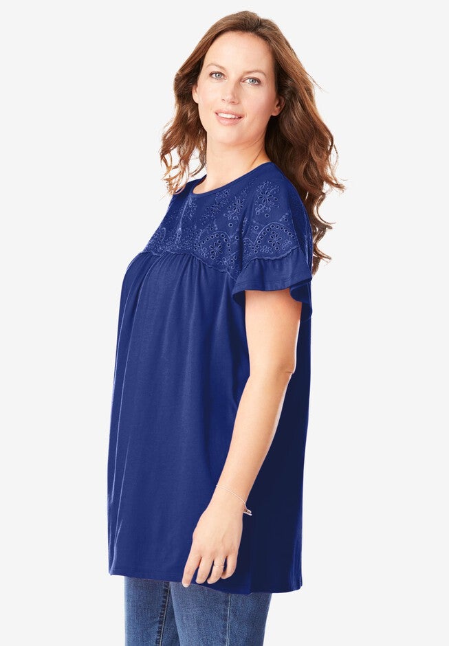 Flutter Sleeve Eyelet Tunic, , alternate image number 2