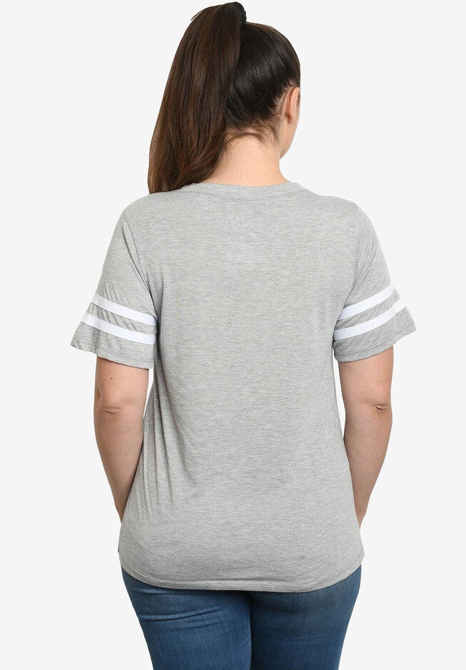 Women's Plus Size MIckey Mouse V-Neck T-Shirt Classic Retro Gray, , on-hover image number 1
