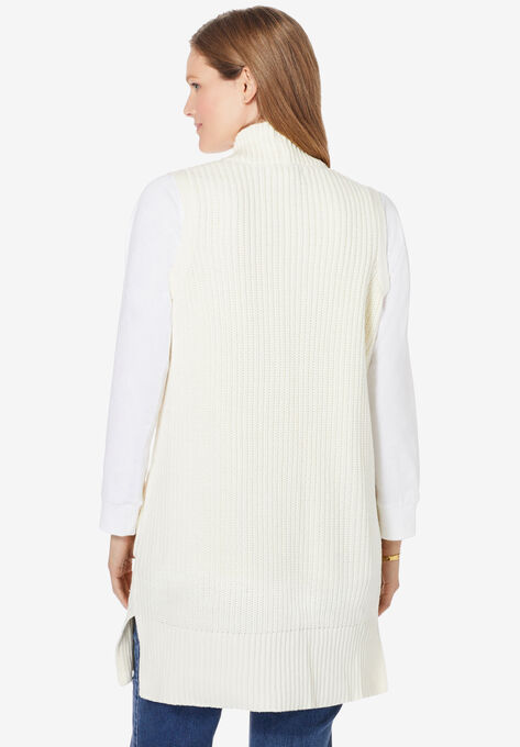 Open Front Shaker Sweater Vest, , on-hover image number null