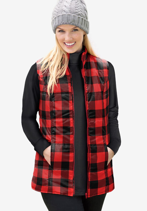 Quilted Vest, CLASSIC RED BUFFALO PLAID, hi-res image number null