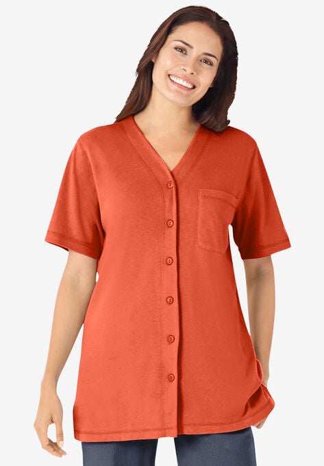 Short-Sleeve Baseball Tunic, PUMPKIN, hi-res image number null