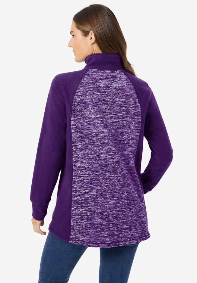 Microfleece Quarter Zip Pullover With Colorblocking, , on-hover image number null