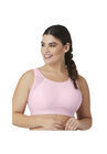 Full Figure Plus Size No-Sweat Mesh Sports Bra Wirefree 1068, PINK, hi-res image number null