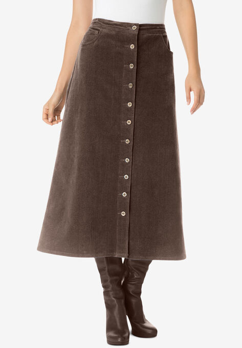 Corduroy skirt, CHOCOLATE, hi-res image number null