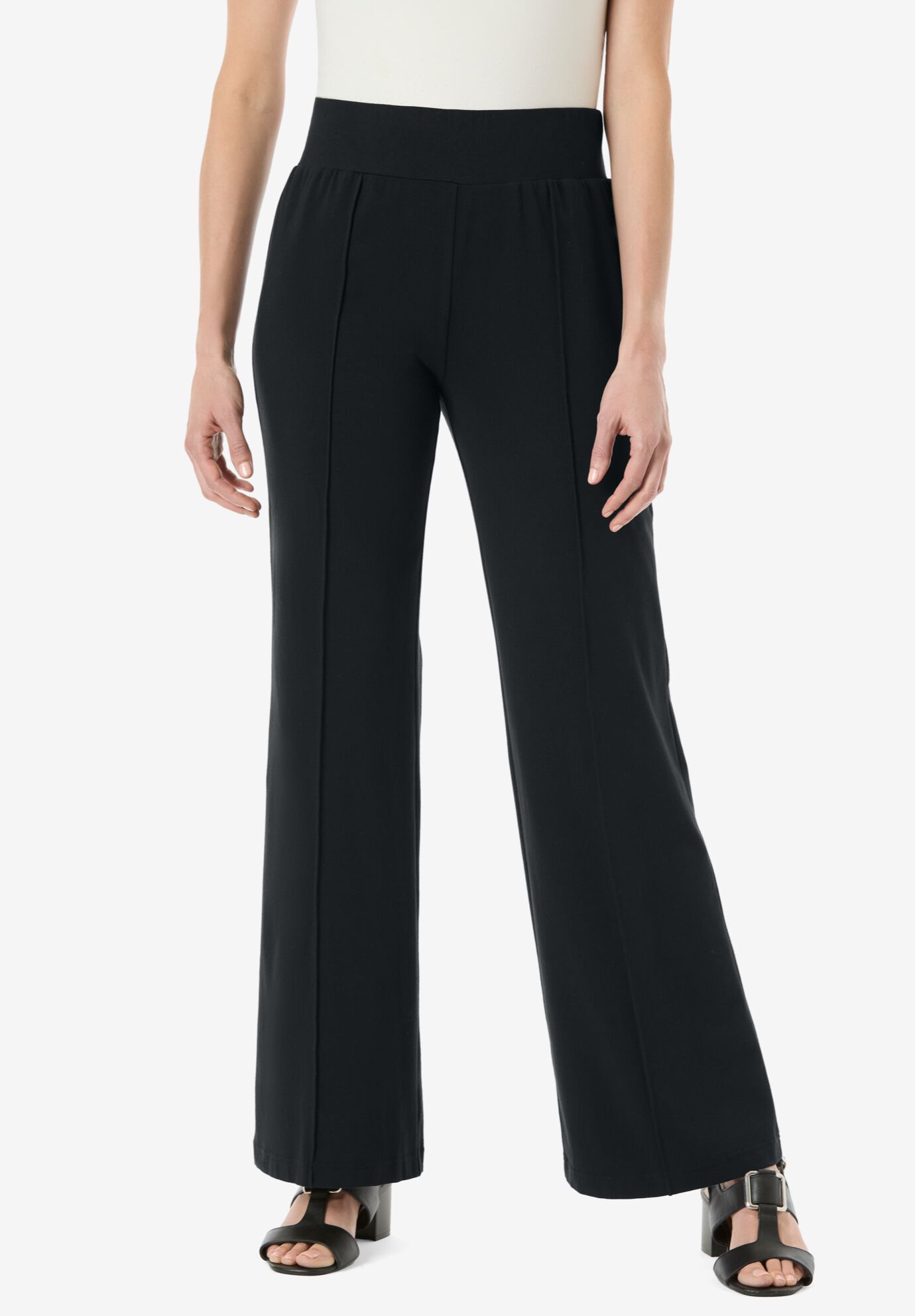 Secret Solutions&trade; Tummy Taming Wide-Leg Knit Pant, BLACK, hi-res image number 0