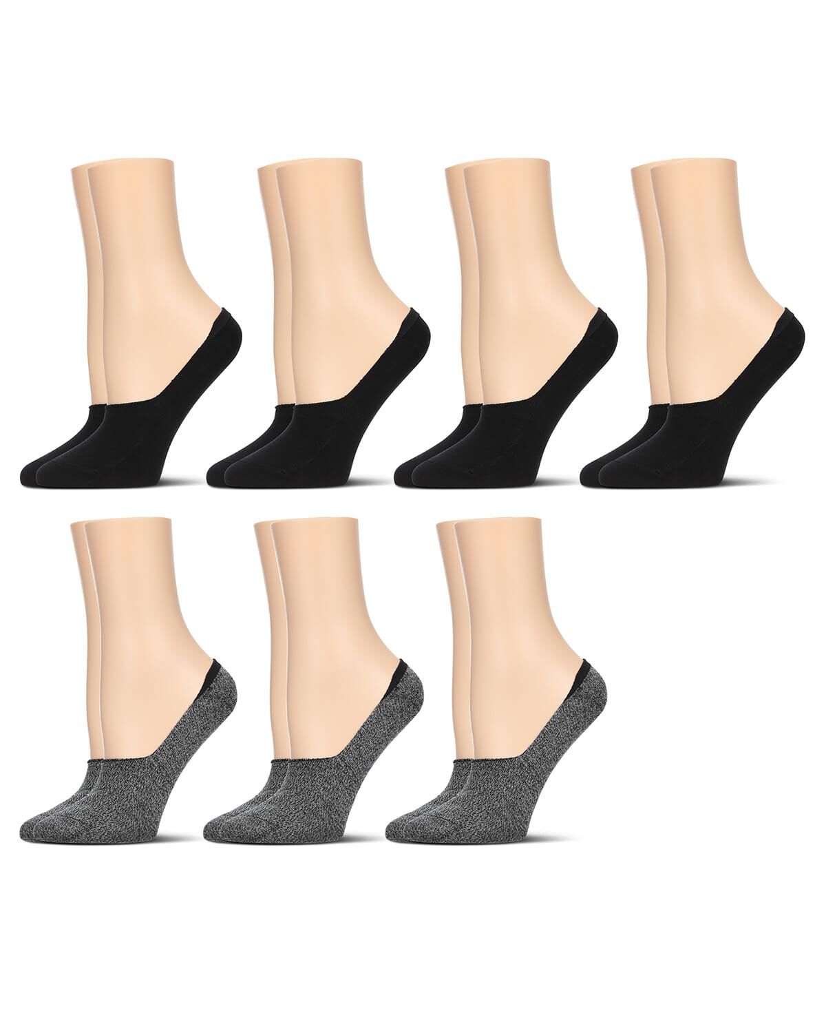 High-Cut Cotton Blend Sneaker Liner 7 Pack, BLACK MARLED, hi-res image number 0