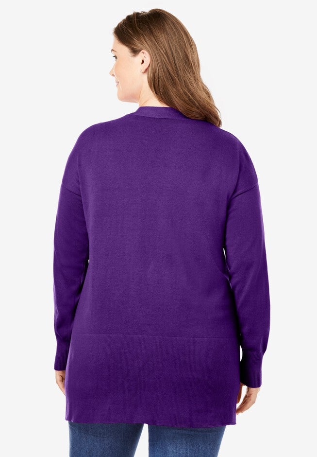 Perfect Cotton Open Front Cardigan, , on-hover image number 1