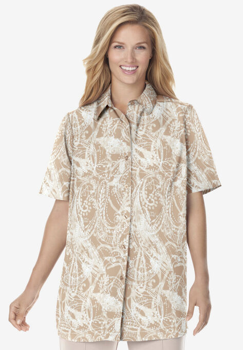 Peached Button Down Shirt, NEW KHAKI PAISLEY, hi-res image number null