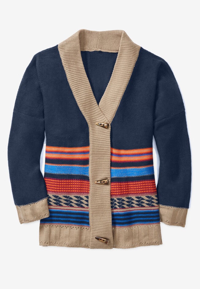 Aztec Print Cardigan, , alternate image number null