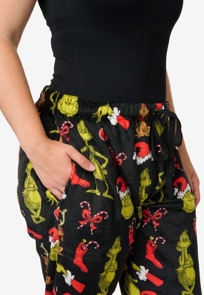 Grinch Christmas Plush Pajama Pants, , alternate image number null
