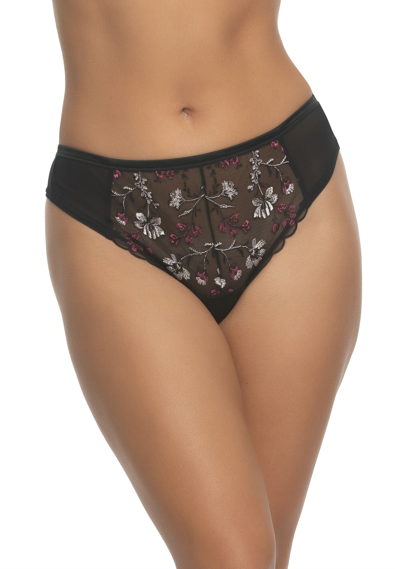 Allure Embroidered Thong, MIDNIGHT ROUGE MNR, hi-res image number 0