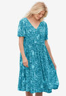 Woven Button Front Crinkle Dress, , alternate image number null