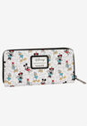 Loungefly x Disney Women's Mickey Minnie Donald Daisy Zip Around Clutch Wallet, MULTI, hi-res image number null
