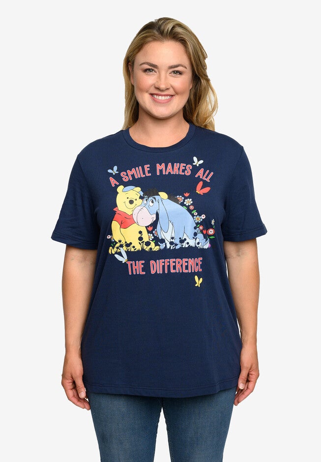 Winnie The Pooh & Eeyore T-Shirt Smile Flowers Navy, , alternate image number 2
