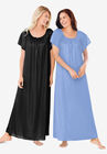 2-Pack Long Silky Gown , BLACK FRENCH BLUE, hi-res image number null