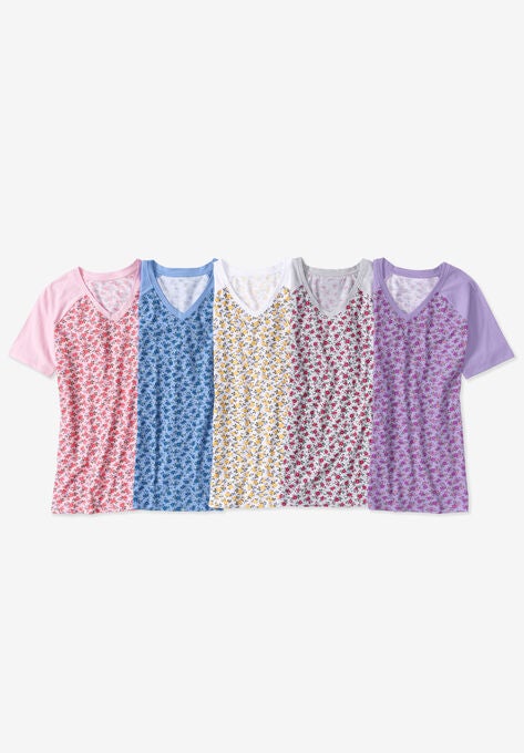 Elbow Sleeve V-Neck Baseball Tee, , alternate image number null
