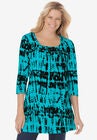 Tie-Dye Smocked Square-Neck Tunic, AQUAMARINE TIE DYE, hi-res image number null