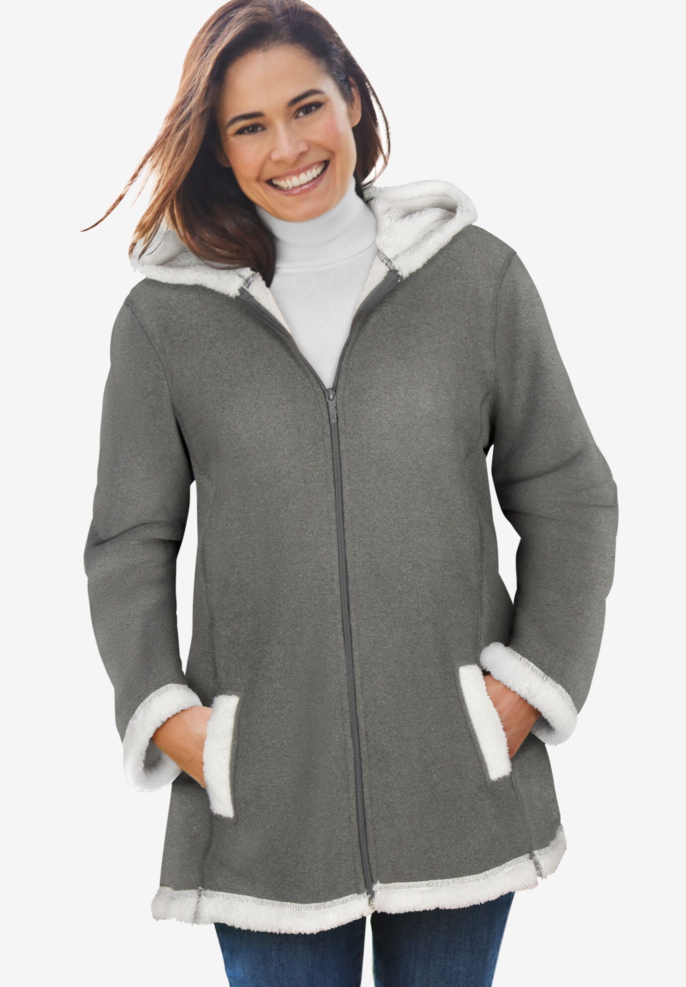 Nfl team color poly knit with sherpa lining zip up hoodie store