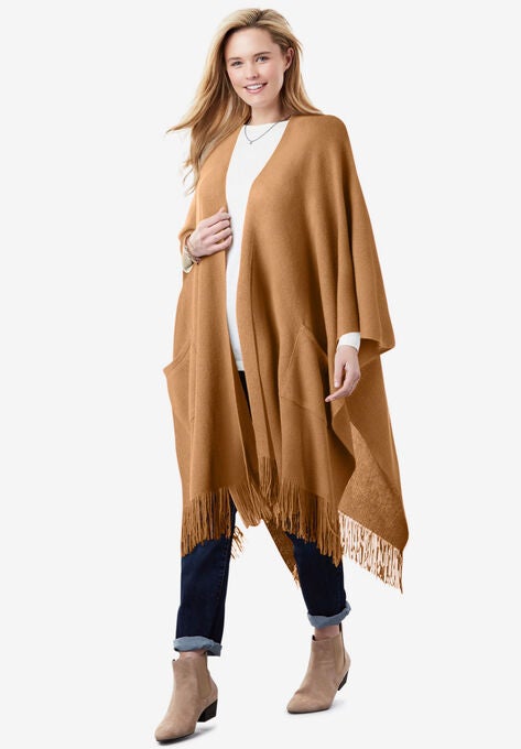 Fringed Cape, SOFT CAMEL, hi-res image number null