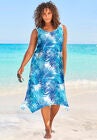 Sharktail Beach Cover Up, BLUE MULTI COLOR LEAVES, hi-res image number null