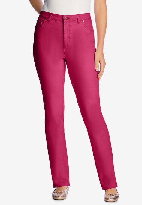 Straight Leg Stretch Jean, BRIGHT CHERRY, hi-res image number null