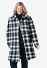 Wool-Blend Classic A-Line Coat, BLACK PLAID, hi-res image number null