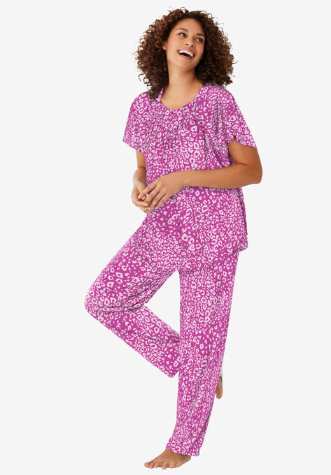 Short-Sleeve Cooling Pajama Set, PARADISE PINK ANIMAL, hi-res image number null