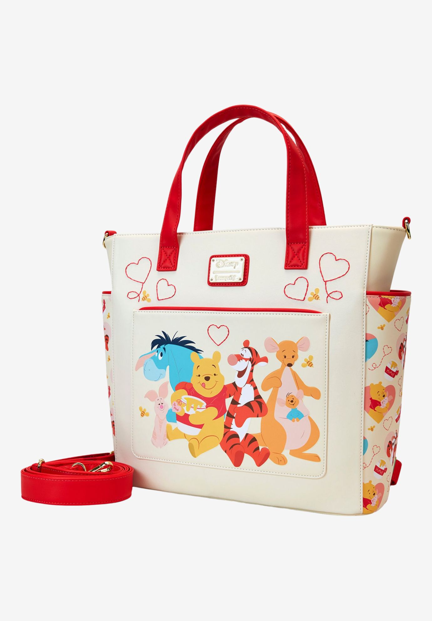Loungefly x Disney Winnie The Pooh & Friends Convertible Backpack & Tote Bag, BEIGE, hi-res image number 0