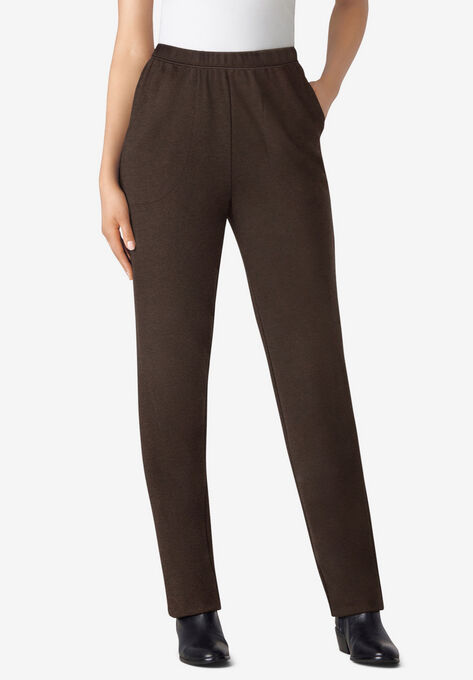 Straight Leg Ponte Knit Pant, CHOCOLATE, hi-res image number null