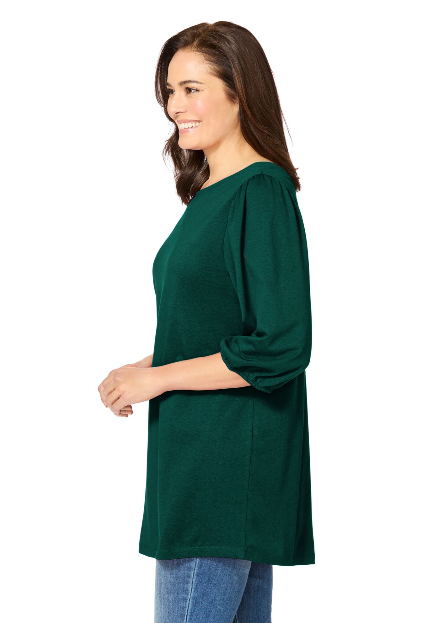 Reversible Neckline Tunic, EMERALD GREEN, alternate image number 2