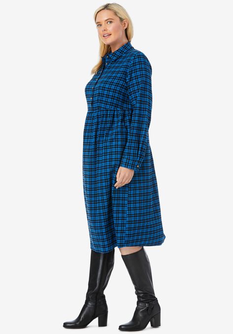 Plaid flannel A-line shirtdress, , alternate image number null
