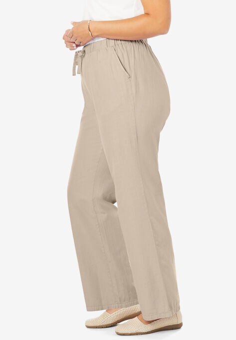 Pull-On Elastic Waist Cotton Chambray Pants, , alternate image number null