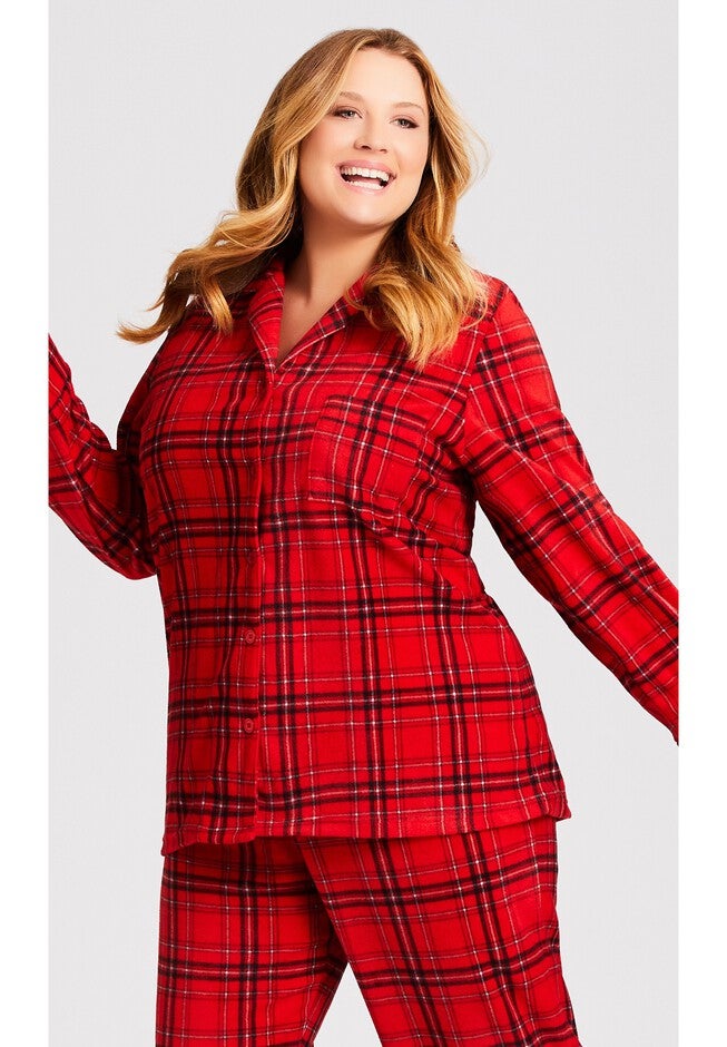 Fleece Check Sleep Top, CHECK, hi-res image number null