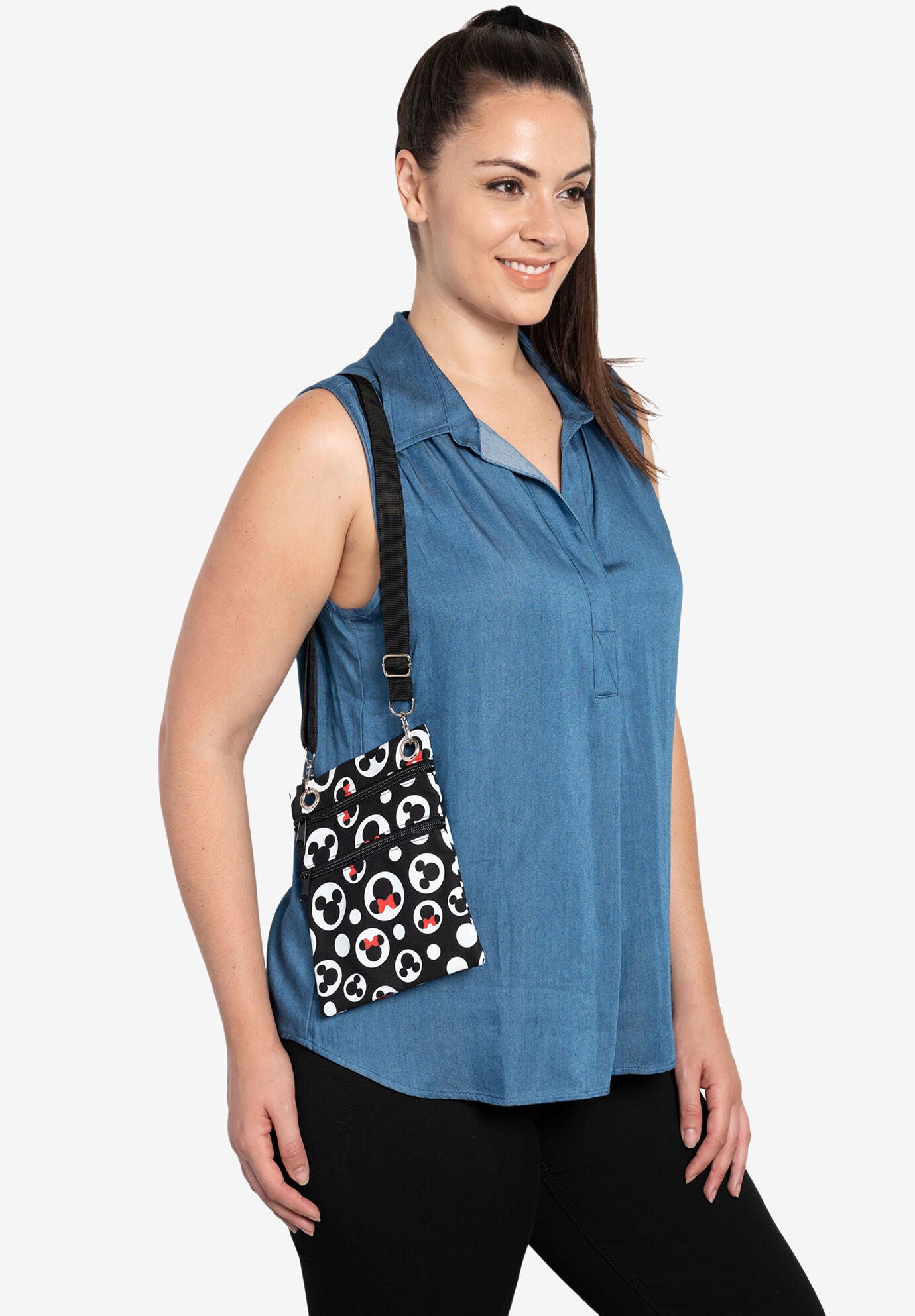 Disney Mickey & Minnie Mouse Passport Bag All-Over Print Travel Crossbody Purse, , on-hover image number 1