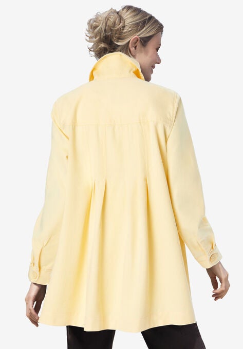 Pleat-Back Denim Jacket, BANANA, hi-res image number null