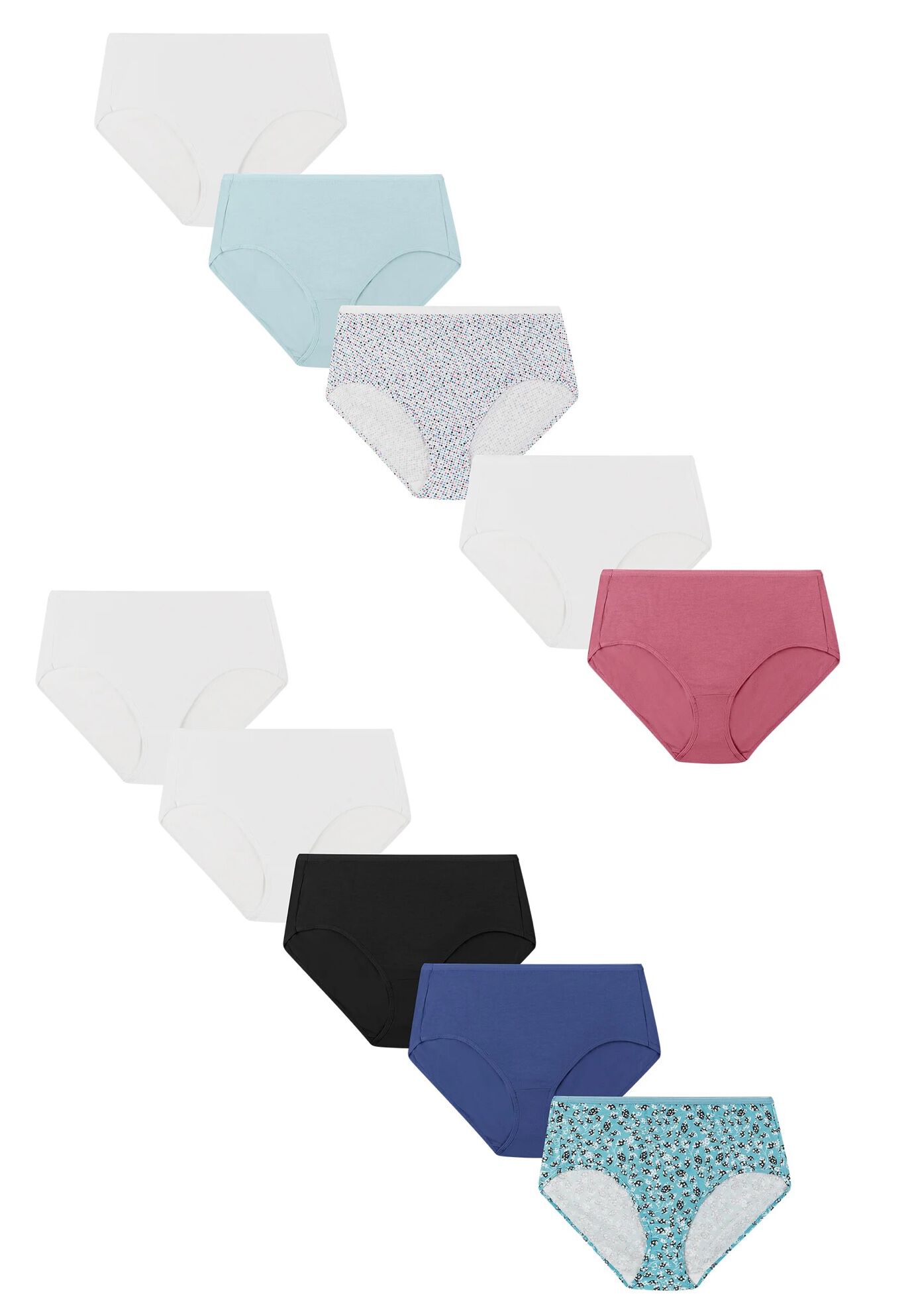 Women'S Cotton Brief, Assorted Underwear, 10 Pack, ASSORTED, hi-res image number 0