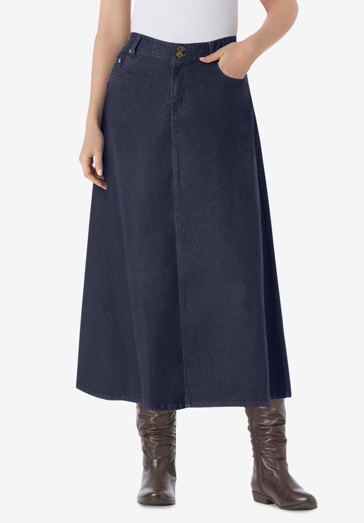 Secret Solutions™ Tummy Smoothing Maxi Skirt, INDIGO, hi-res image number 0