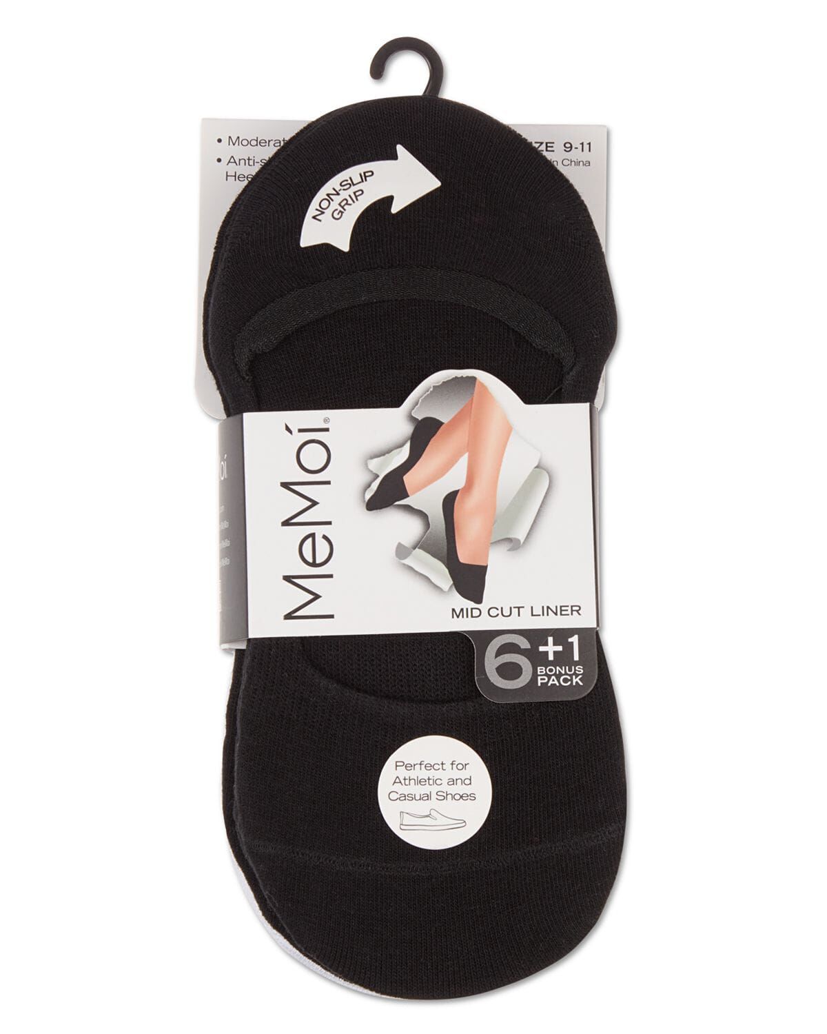 Mid-Cut Liner Cotton Blend Sock 7-Pack, BLACK WHITE, alternate image number 1