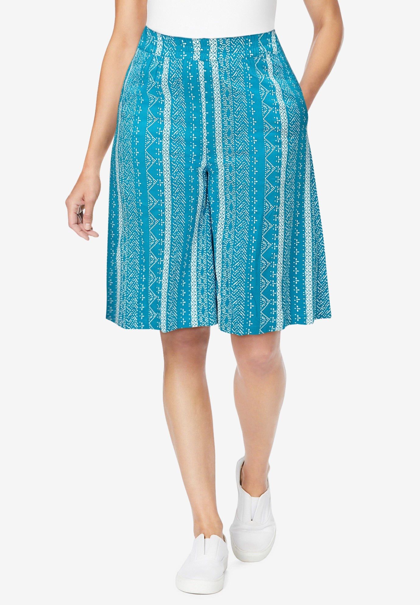 Flowy Short, TURQ BLUE BATIK STRIPE, hi-res image number 0