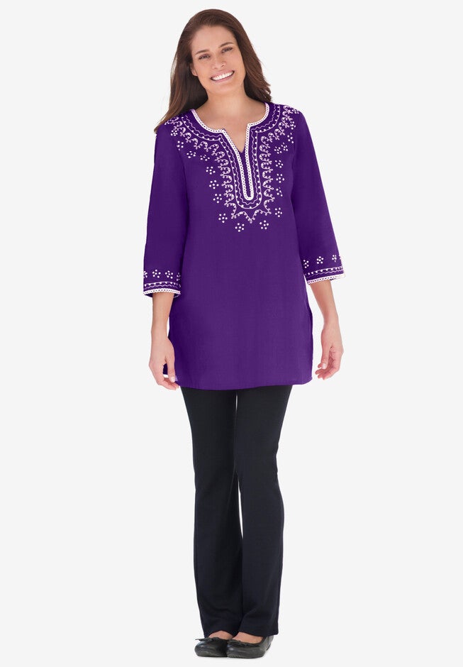 Sequined cotton tunic, , alternate image number null