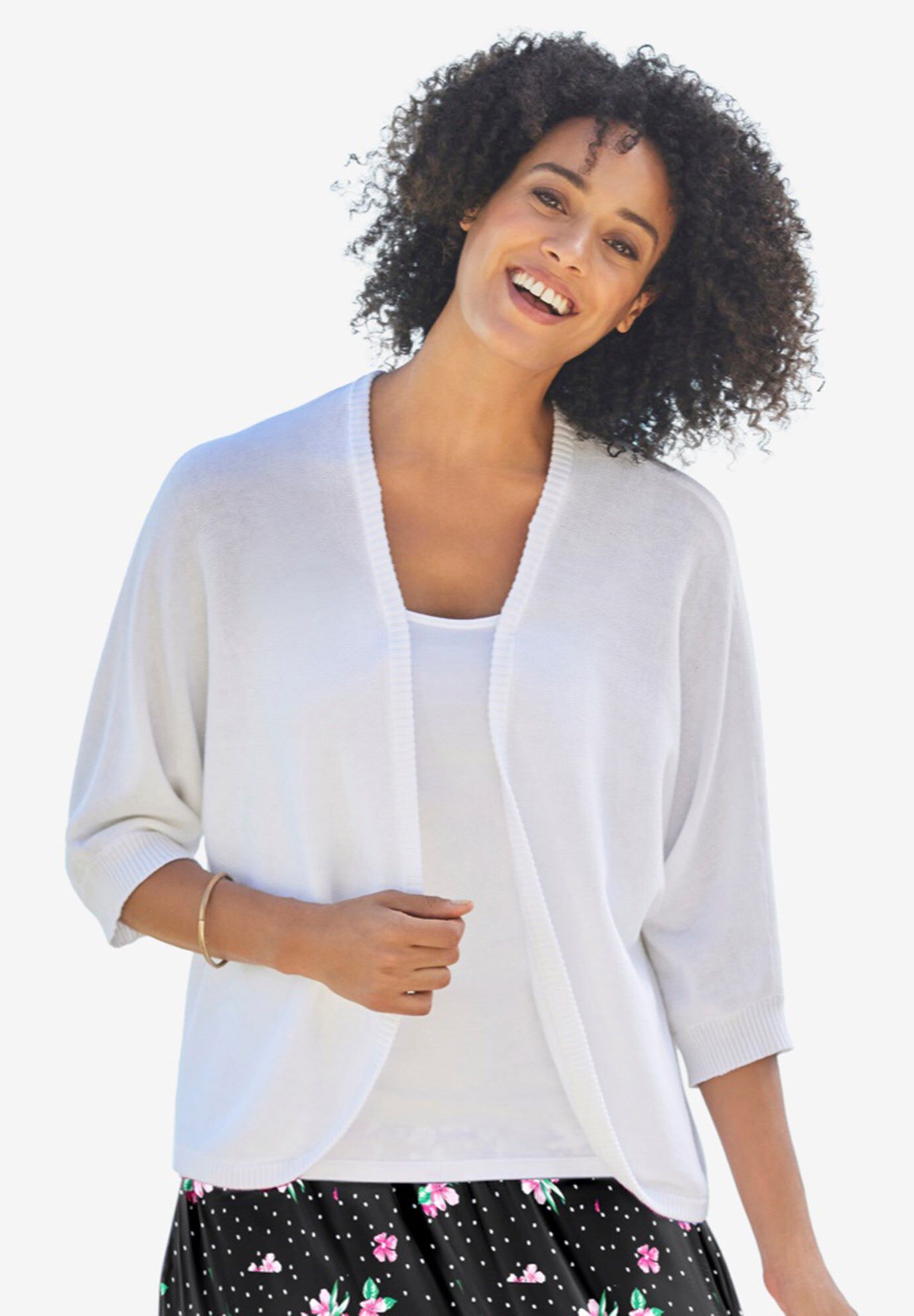 Rib Trim Cardigan Shrug