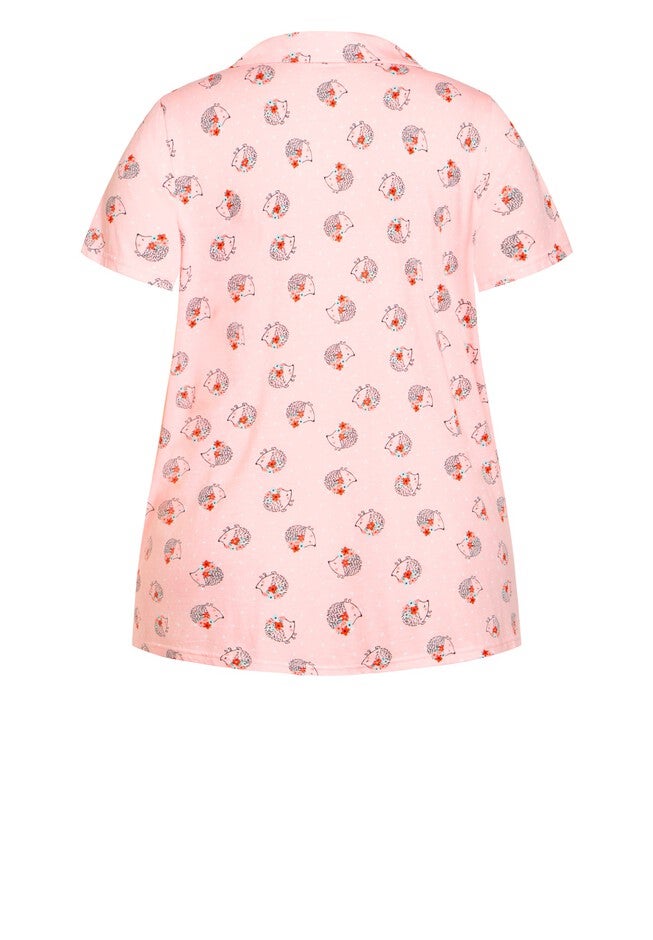 Hedgehog Button Sleep Top, HEDGEHOG, alternate image number null