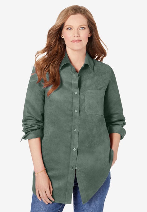 Soft Sueded Moleskin Shirt, PINE, hi-res image number null