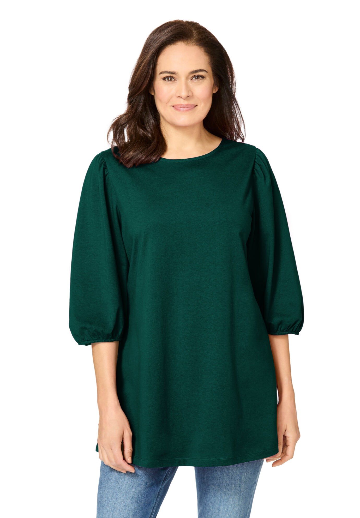 Reversible Neckline Tunic, EMERALD GREEN, hi-res image number 0