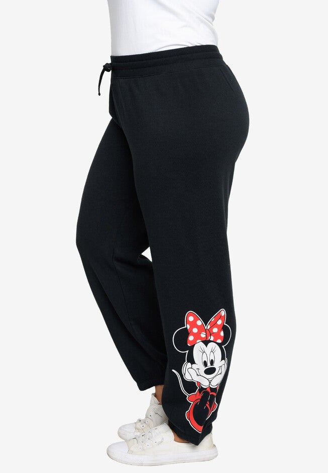 Minnie Mouse Fleece Jogger Pants Elastic Cuff Black, BLACK, hi-res image number 0