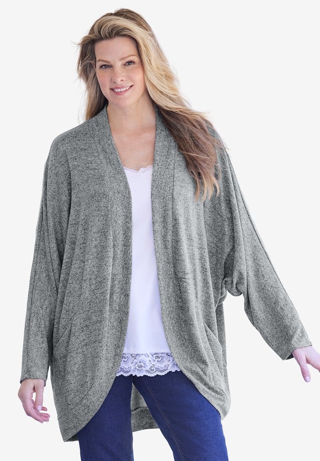 Forever Soft Cocoon Jacket, BLACK WHITE MARLED, hi-res image number 0